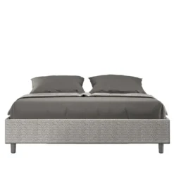 Letto 160x210cm matrimoniale sommier in tessuto bianco LIT383