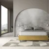 Letto 160x210cm matrimoniale sommier in tessuto giallo LIT381
