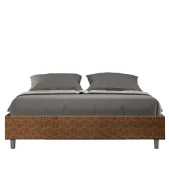 Letto 160x210cm matrimoniale sommier in tessuto arancio LIT381