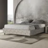 Letto 160x210cm matrimoniale sommier in tessuto grigio LIT381