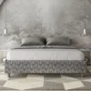 Letto 160x210cm matrimoniale sommier in tessuto blu LIT381