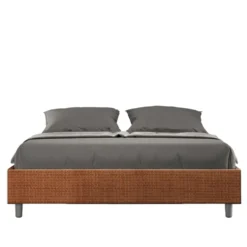 Letto 160x210cm matrimoniale sommier in tessuto arancio LIT379