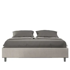 Letto 160x210cm matrimoniale sommier in tessuto bianco LIT379