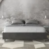 Letto 160x210cm matrimoniale sommier in microfibra grigio LIT377