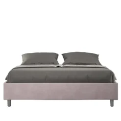 Letto 160x210cm matrimoniale sommier in microfibra glicine lilla LIT377