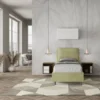 Letto 80x200cm singolo con giroletto imbottito in microfibra tè verde LIT31