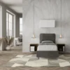 Letto 80x210cm singolo con giroletto imbottito in microfibra grigio LIT35