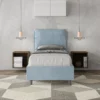 Letto 80x210cm singolo con giroletto imbottito in microfibra azzurro LIT35