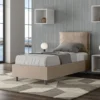Letto 80x190cm singolo con giroletto imbottito in similpelle tortora LIT25