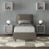 Letto 80x200cm singolo con giroletto imbottito in similpelle cappuccino LIT29