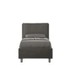 Letto 80x190cm singolo con giroletto imbottito in microfibra grigio LIT27