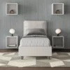 Letto 80x200cm singolo con giroletto imbottito in similpelle bianco LIT29