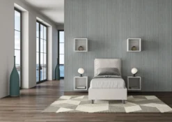 Letto 80x200cm singolo contenitore con giroletto imbottito in similpelle bianco LIT30