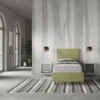 Letto 80x190cm singolo contenitore con testiera liscia in microfibra tè verde LIT16