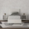Letto 80x210cm singolo contenitore con testiera liscia in similpelle bianco LIT22