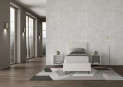 Letto 80x210cm singolo contenitore con testiera liscia in similpelle bianco LIT22