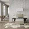 Letto 80x190cm singolo contenitore con giroletto imbottito in microfibra sabbia beige LIT28