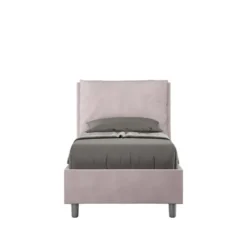 Letto 80x190cm singolo contenitore con giroletto imbottito in microfibra glicine lilla LIT28