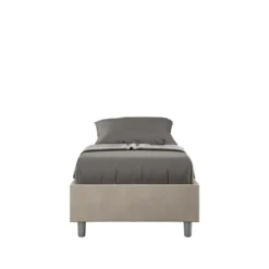 Letto 80x190cm singolo contenitore sommier in microfibra sabbia beige LIT4
