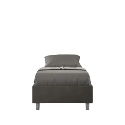 Letto 80x190cm singolo contenitore sommier in microfibra grigio LIT4
