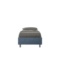 Letto 80x190cm singolo contenitore sommier in microfibra blu LIT4