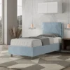 Letto 80x210cm singolo contenitore con giroletto imbottito in microfibra azzurro LIT36