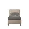 Letto 80x210cm singolo contenitore con giroletto imbottito in similpelle tortora LIT34