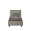 Letto 80x210cm singolo contenitore con giroletto imbottito in similpelle cappuccino LIT34