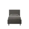Letto 80x210cm singolo contenitore con testiera liscia in microfibra grigio LIT24
