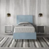 Letto 80x210cm singolo contenitore con testiera liscia in microfibra azzurro LIT24