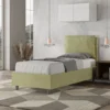 Letto 80x200cm singolo contenitore con giroletto imbottito in microfibra tè verde LIT32