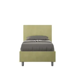 Letto 80x190cm singolo con testiera liscia in microfibra tè verde LIT15