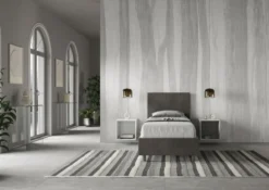 Letto 80x200cm singolo con testiera liscia in microfibra grigio LIT19