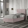 Letto 80x200cm singolo con testiera liscia in microfibra glicine lilla LIT19