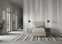 Letto 80x190cm singolo con testiera liscia in microfibra sabbia beige LIT15