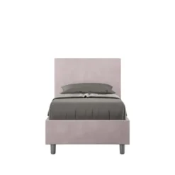 Letto 80x190cm singolo con testiera liscia in microfibra glicine lilla LIT15