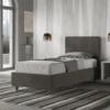 Letto 90x190cm singolo con testiera liscia in microfibra grigio LIT99