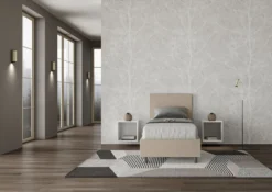 Letto 80x190cm singolo con testiera liscia in similpelle tortora LIT13
