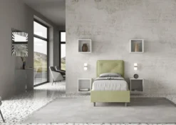 Letto 90x200cm singolo con tre bottoni in microfibra tè verde LIT113