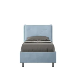 Letto 80x210cm singolo con tre bottoni in microfibra azzurro LIT53