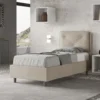 Letto 90x210cm singolo con tre bottoni in microfibra sabbia beige LIT115