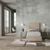 Letto 90x200cm singolo imbottito in similpelle tortora LIT119