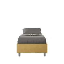 Letto 80x190cm singolo sommier in microfibra ocra LIT3