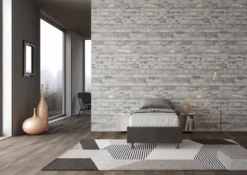Letto 80x190cm singolo sommier in microfibra grigio LIT3