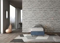 Letto 80x190cm singolo sommier in microfibra blu LIT3