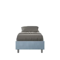 Letto 80x190cm singolo sommier in microfibra azzurro LIT3