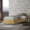 Letto 80x200cm singolo sommier in microfibra ocra LIT7