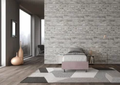 Letto 80x200cm singolo sommier in microfibra glicine lilla LIT7