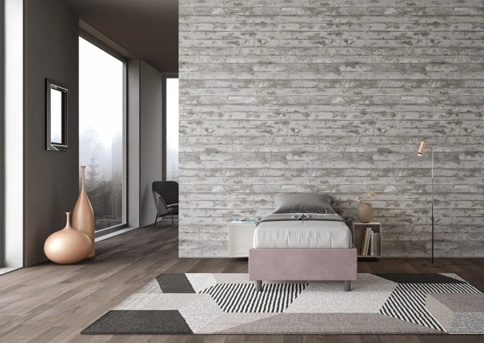 Letto 80x200cm singolo sommier in microfibra glicine lilla LIT7