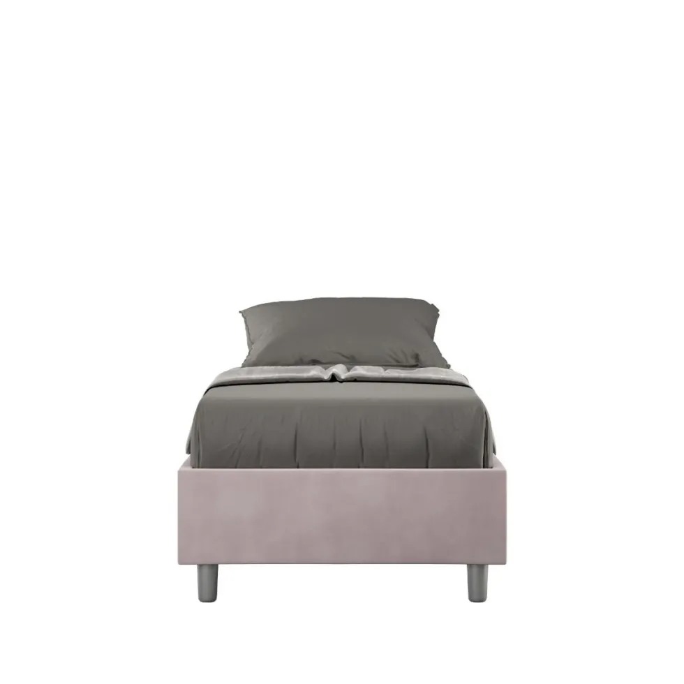 Letto 80x200cm singolo sommier in microfibra glicine lilla LIT7